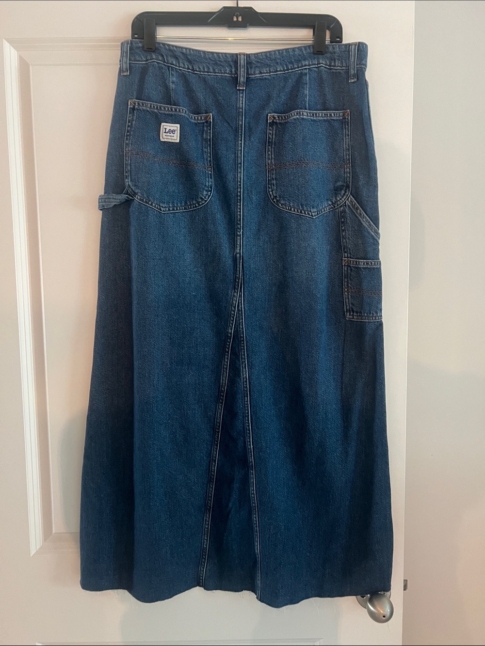 Lee Denim Maxi Skirt in Dark Blue with Faded Panels - Picture 4 of 5